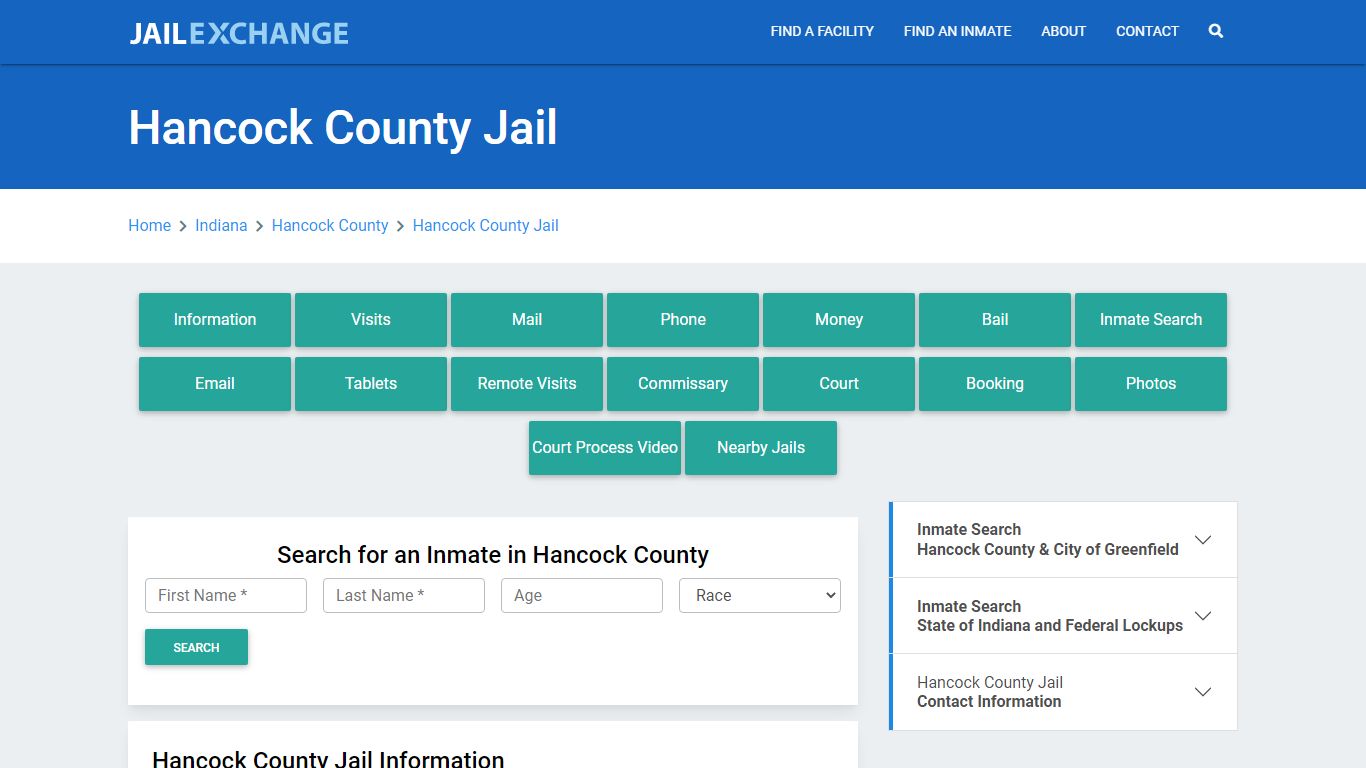 Hancock County Jail Roster Lookup, IN, Inmate Search