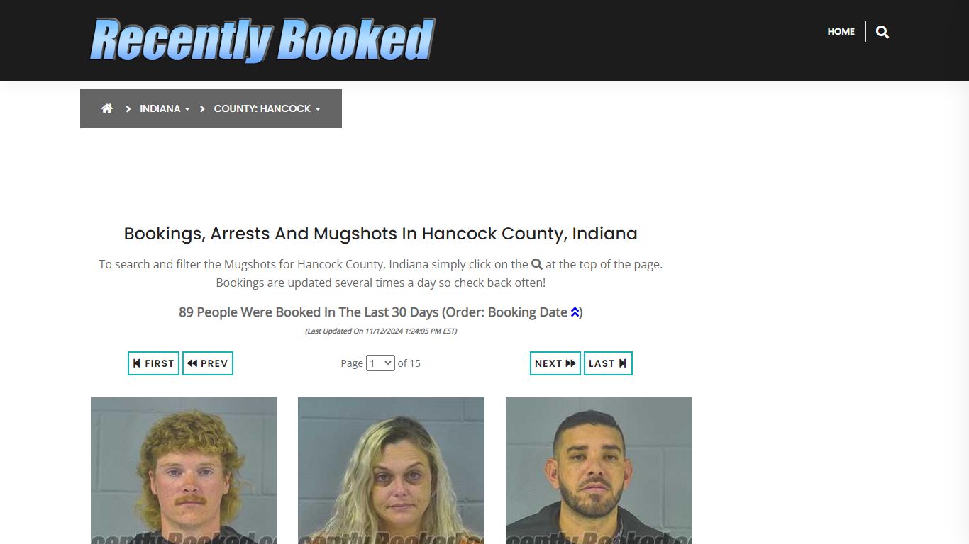 Bookings, Arrests and Mugshots in Hancock County, Indiana - Recently Booked